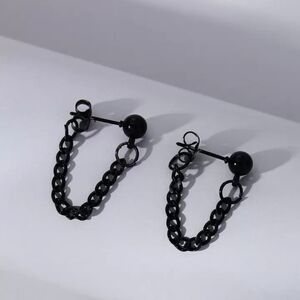 Black Chain Drop Earrings